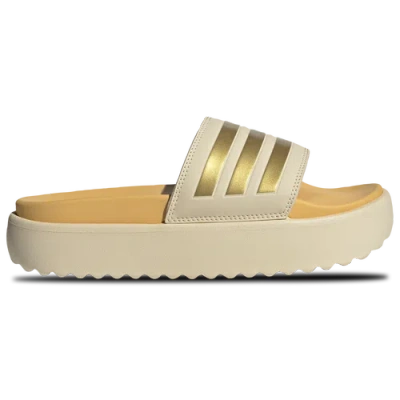 Adidas Originals Womens Adidas Adilette Comfort Slides In Semi Spark/crystal Sand/gold Metallic