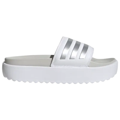 Adidas Originals Womens Adidas Adilette Platform Slides In Zero Metallic/white/grey
