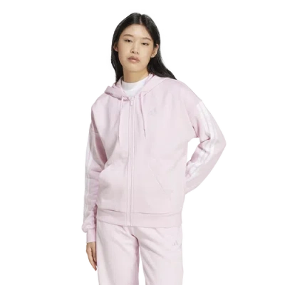 Adidas Originals Womens Adidas Essentials 3-stripes Full-zip Fleece Hoodie In Pink