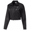 Adidas Originals Womens Adidas Firebird Crop F/z Leather Track Top In Black