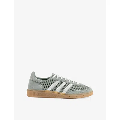 Adidas Originals Womens Adidas Handball Spezial Suede And Mesh Trainers In Silver Green Linen Green