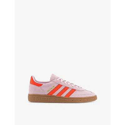 Adidas Originals Womens Clear Pink Solar Orange Handball Spezial Suede Low-top Trainers
