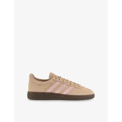 Adidas Originals Womens Adidas Handball Spezial Suede Low-top Trainers In Warm Sandstone/clear Pink/gum