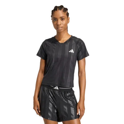 Adidas Originals Womens Adidas Hyperglam 3-stripes Emboss Training T-shirt In Black