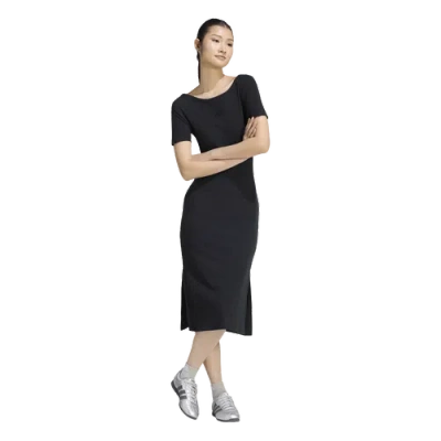 Adidas Originals Womens Adidas Kit Small Logo Rib Dress In Black