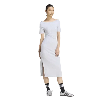 Adidas Originals Womens Adidas Kit Small Logo Rib Dress In White