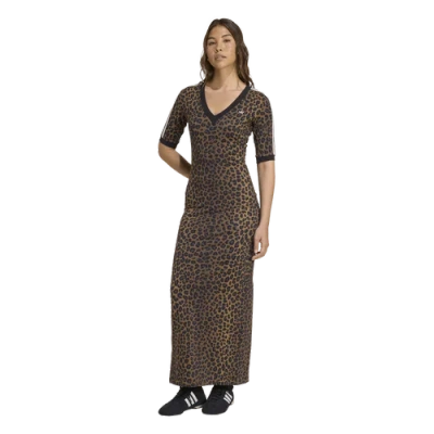Adidas Originals Womens Adidas Maxi Dress Aop In Animal Print