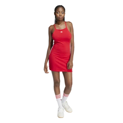 Adidas Originals Womens  3 Stripe Mini Dress In Better Scarlet