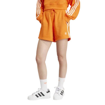 Adidas Originals Womens  3-stripes Lifestyle French Terry Shorts In Orange