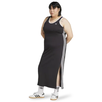 Adidas Originals Womens  3-stripes Tank Dress Maxi (plus Size) In Black
