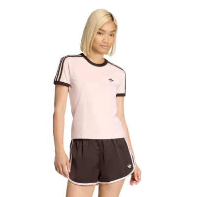 Adidas Originals Womens  3-stripes Slim T-shirt In Pink