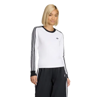 Adidas Originals Womens  3-stripes Slim T-shirt In White