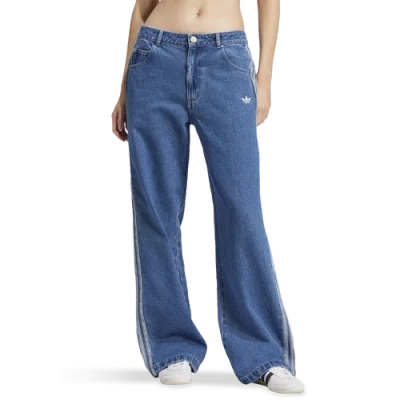 Adidas Originals Womens  Adicolor 3-stripes Denim Track Pants In Blue