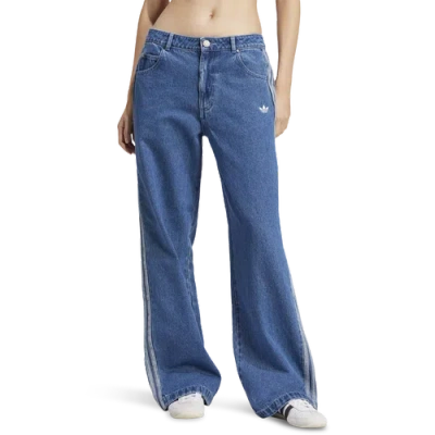 Adidas Originals Womens  Adicolor 3-stripes Denim Track Pants In Blue