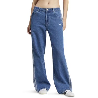 Adidas Originals Womens  Adicolor 3-stripes Denim Track Pants In Blue