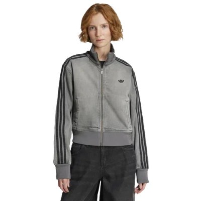 Adidas Originals Womens  Adicolor 3-stripes Denim Track Top In Gray