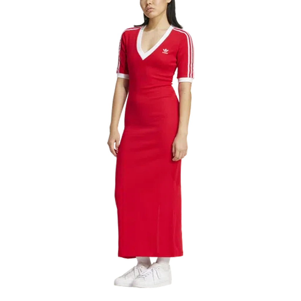 Adidas Originals Womens Adicolor 3 Stripes Lifestyle Knit V Neck Dress In  Red | ModeSens