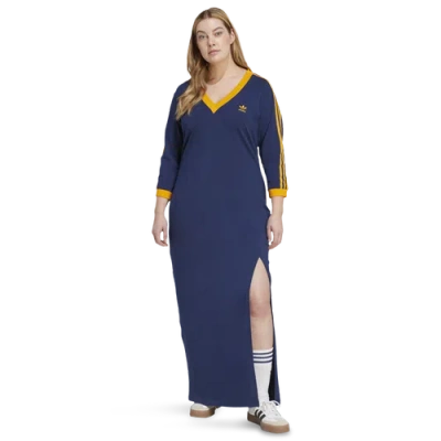 ADIDAS ORIGINALS WOMENS ADIDAS ORIGINALS ADICOLOR 3-STRIPES V-NECK MAXI DRESS (PS)