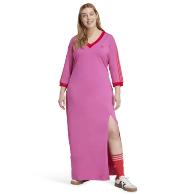 ADIDAS ORIGINALS WOMENS ADIDAS ORIGINALS ADICOLOR 3-STRIPES V-NECK MAXI DRESS (PS)