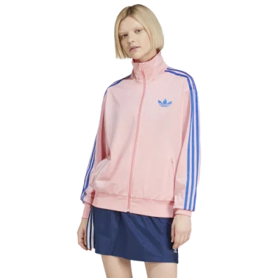 Adidas Originals Womens  Adicolor Firebird Lifestyle Track Top In Semi Pink Spark/blue
