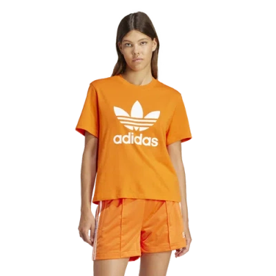 Adidas Originals Womens  Adicolor Lifestyle Trefoil Boxy T-shirt In Orange