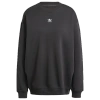Adidas Originals Essentials Fleece Long Oversized Crew Sweatshirt In Black