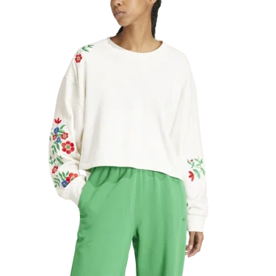 Adidas Originals Womens  Fashion Lifestyle Graphics Floral Sweatshirt In Cloud White