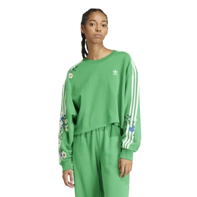 Adidas Originals Womens  Fashion Lifestyle Graphics Floral Sweatshirt In Green