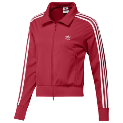 Adidas Originals Womens  Firebird Cropped Track Top In Red/white