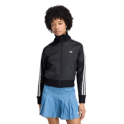 Adidas Originals Womens  Firebird Knitted Crochet Track Top In Black
