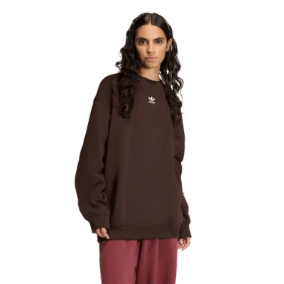Adidas Originals Womens  Fleece Oversized Crewneck Sweater In Brown