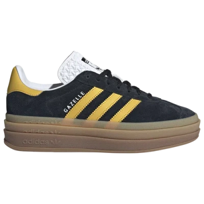 Adidas Originals Gazelle Bold Sneakers With Gum Sole In Black And Yellow In Black/gold