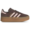 Adidas Originals Adidas Womens Icey Pink Auburn Gold Me Gazelle Bold Brand-stripe Suede Low-top Trainers In Maroon/pink