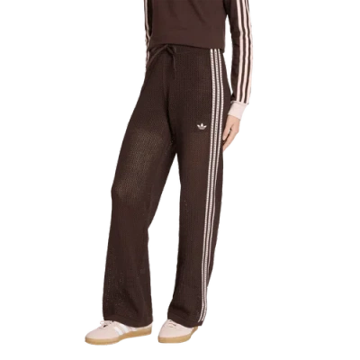Adidas Originals Womens  Knitted Crochet Firebird Track Pants In Brown
