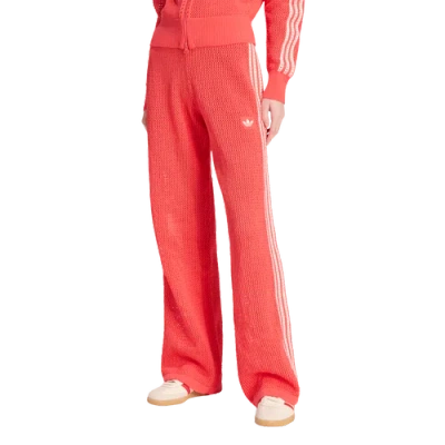 Adidas Originals Womens  Knitted Crochet Firebird Track Pants In Red