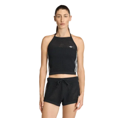 Adidas Originals Womens  Knitted Crochet Top In Black
