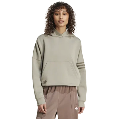 Adidas Originals Womens  Neuclassics Hoodie In Olive Strata/silver Pebble