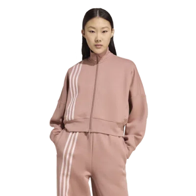 Adidas Originals Womens  Off-placed 3-stripes Zip Up Track Top In Pink