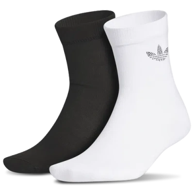 Adidas Originals Womens  Rhinestone 2 Pack Hi Quarter Socks In Black