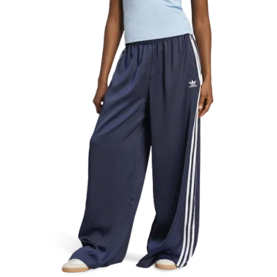 Adidas Originals Womens  Satin Wide Leg Track Pants In Night Indigo