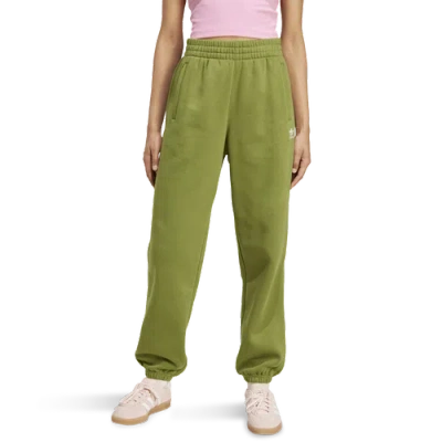 Adidas Originals Womens  Trefoil Essentials Fleece Lifestyle Pants In Green