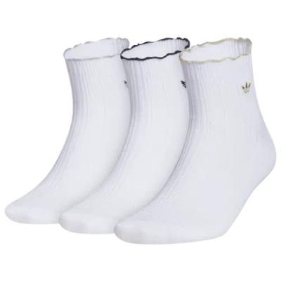 Adidas Originals Womens Adidas Ruffle Quarter 3pk In White