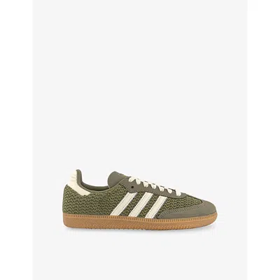 Adidas Originals Womens Orbit Green Cream White Samba Og Knitted And Suede Low-top Trainers Eur 41.5 / 8.5 Uk In Multi