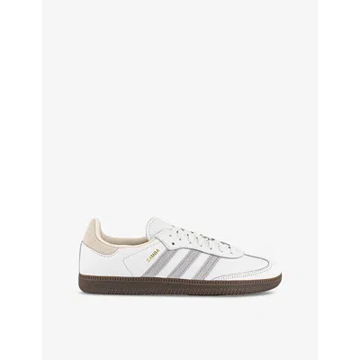 Adidas Originals Womens Samba Og Logo-embellished Leather Low-top Trainers Core White Grey Two Crea In Neutrals