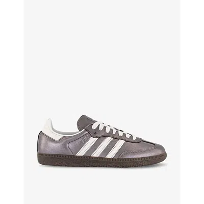 Adidas Originals Womens Samba Og Logo-print Metallic-leather Low-top Trainers Aurora Metallic Offwhit In Brown