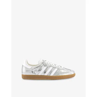 ADIDAS ORIGINALS WOMENS SILVER METALIC WHITE WHI SAMBA OG METALLIC LEATHER TRAINERS EUR 37 / 4 UK