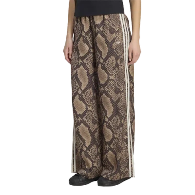 Adidas Originals Womens Adidas Satin Snake Print Wide Leg Pant In Brown
