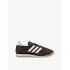 Adidas Originals Sl 72 Og Suede And Crochet-trimmed Canvas Sneakers In Dark Brown White Gum