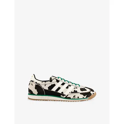 ADIDAS ORIGINALS WOMENS COW PRINT BLACK OFFWHITE SL72 LEATHER TRAINERS