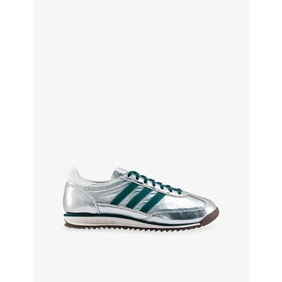 Adidas Originals Womens Adidas Sl72 Leather Trainers In Silver Metallic Rich Gre